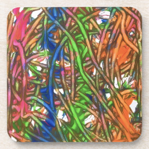 Pink, Blue, Green, Orange, Marble Artwork Beverage Coaster
