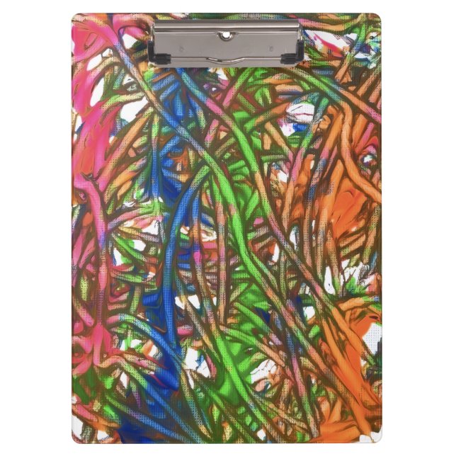 Pink, Blue, Green, Orange, Marble Artwork Clipboard (Front)