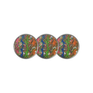 Pink, Blue, Green, Orange, Marble Artwork Golf Ball Marker