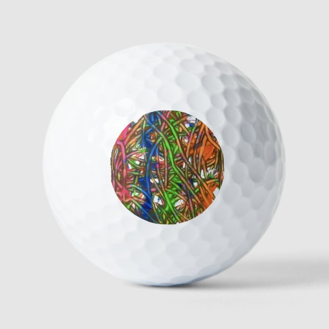 Pink, Blue, Green, Orange, Marble Artwork Golf Balls (Front)