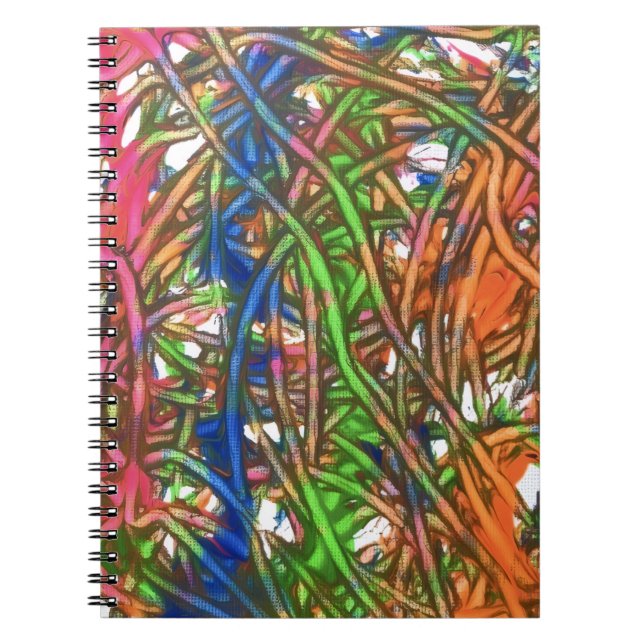 Pink, Blue, Green, Orange, Marble Artwork Notebook (Front)