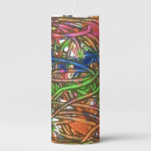 Pink, Blue, Green, Orange, Marble Artwork Pillar Candle