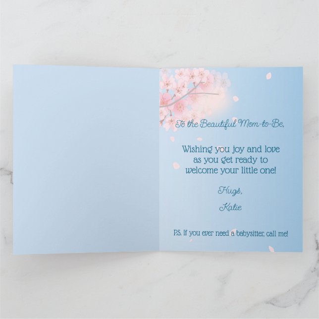 Pink Blue Green Pregnant Mom-to-Be Baby Shower Card (Inside)