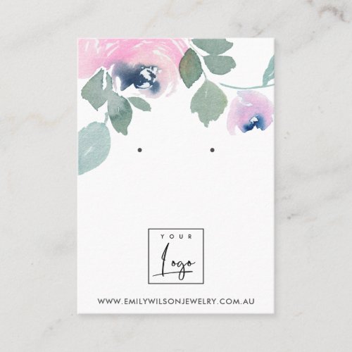 PINK BLUE GREEN ROSE FLORAL EARRING STUD DISPLAY BUSINESS CARD