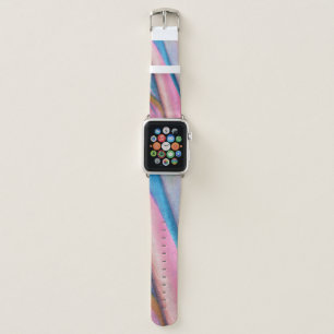 Pink blue green textile apple watch band