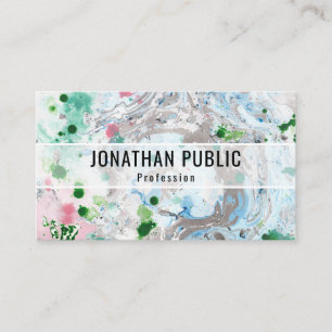 Pink Blue Green Trendy Modern Abstract Art Elegant Business Card