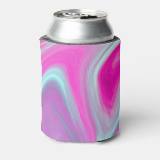 Pink Blue Green Watercolor Abstract Fine Art Can Cooler