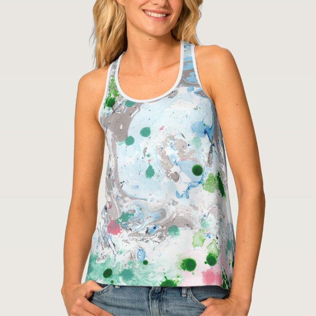 Pink Blue Green White Modern Abstract Template Tank Top (Front)