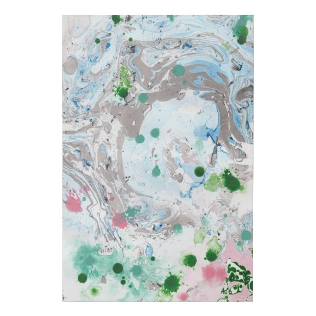 Pink Blue Green White Trendy Modern Abstract Art Faux Canvas Print (Front)