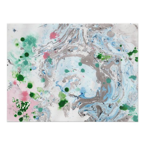 Pink Blue Green White Trendy Modern Abstract Art Poster