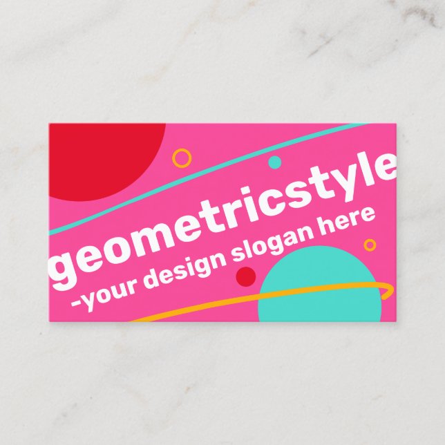 Pink Blue Green Yellow Modern Simple Geometric Business Card (Front)