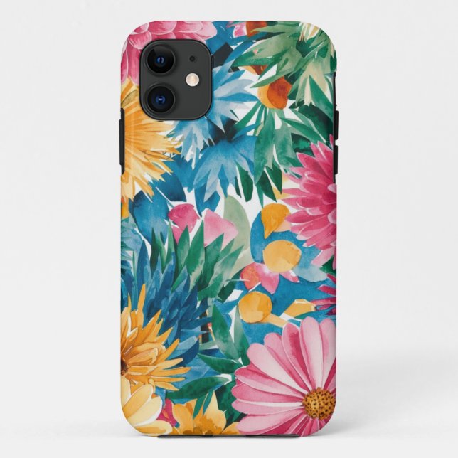 Pink Blue Green Yellow Orange Flower Art Pattern Case-Mate iPhone Case (Back)