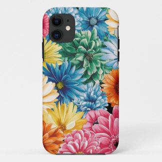 Pink Blue Green Yellow Orange Flower Art Pattern iPhone 11 Case
