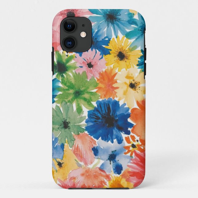 Pink Blue Green Yellow Orange Flower Art Pattern Case-Mate iPhone Case (Back)