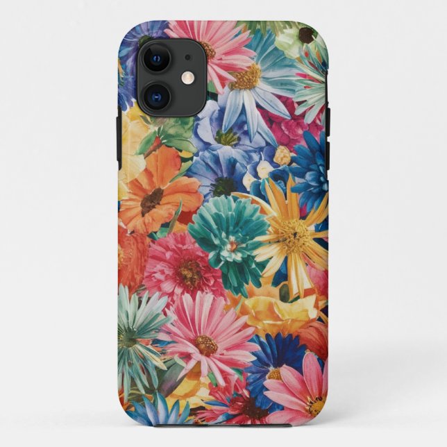Pink Blue Green Yellow Orange Flower Art Pattern Case-Mate iPhone Case (Back)