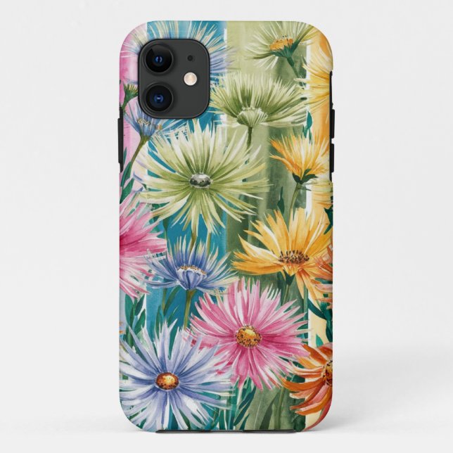 Pink Blue Green Yellow Orange Flower Art Pattern Case-Mate iPhone Case (Back)