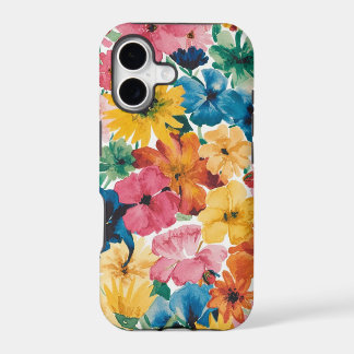 Pink Blue Green Yellow Orange Flower Art Pattern iPhone 17 Case