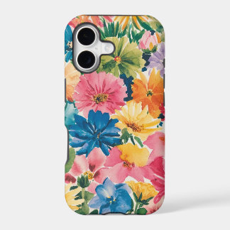 Pink Blue Green Yellow Orange Flower Art Pattern iPhone 17 Case