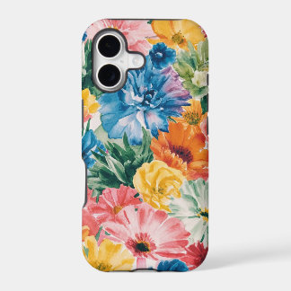 Pink Blue Green Yellow Orange Flower Art Pattern iPhone 17 Case