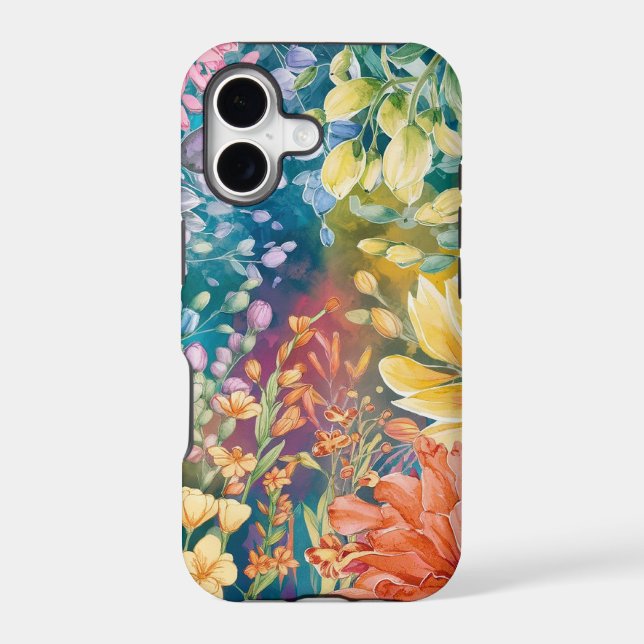 Pink Blue Green Yellow Orange Flower Art Pattern Iphone Case (Back)