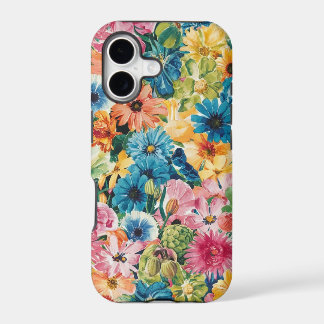 Pink Blue Green Yellow Orange Flower Art Pattern iPhone 17 Case