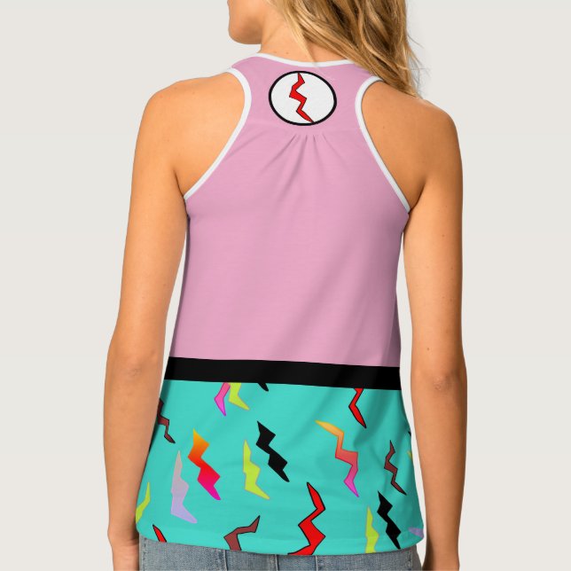 Pink Blue Halloween Superhero Lightning Bolts  Tank Top (Back)