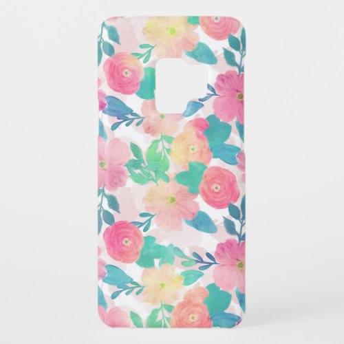 Pink Blue Hand Paint Floral Girly Design Case_Mate Samsung Galaxy S9 Case