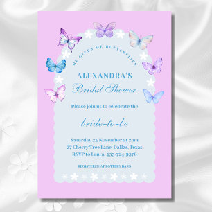 Pink Blue He gives me butterflies Bridal Shower Invitation