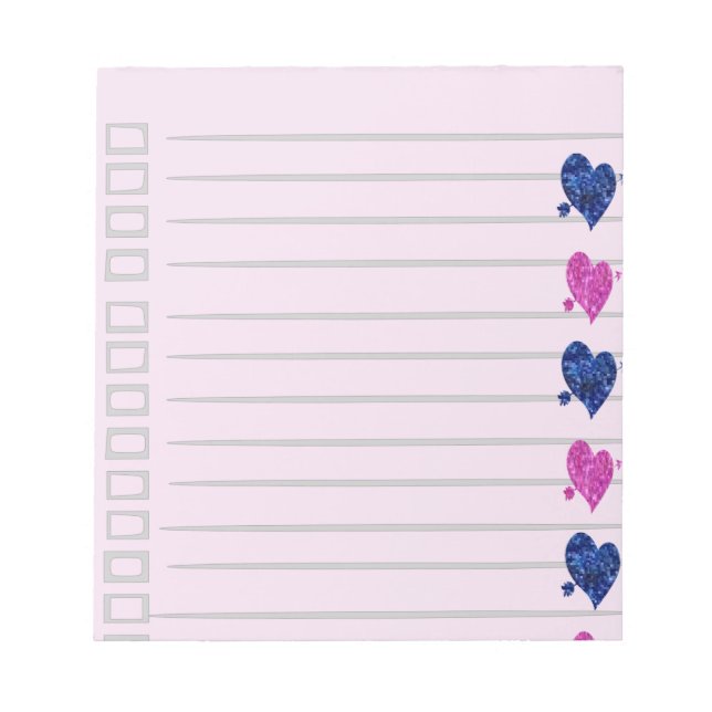 Pink & Blue Heart Notepad (Front)