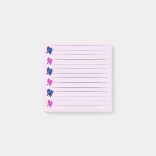 Pink  Blue Heart Post _it Notes