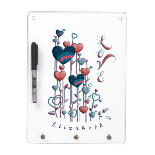 Pink Blue Hearts Love Dry Erase Board