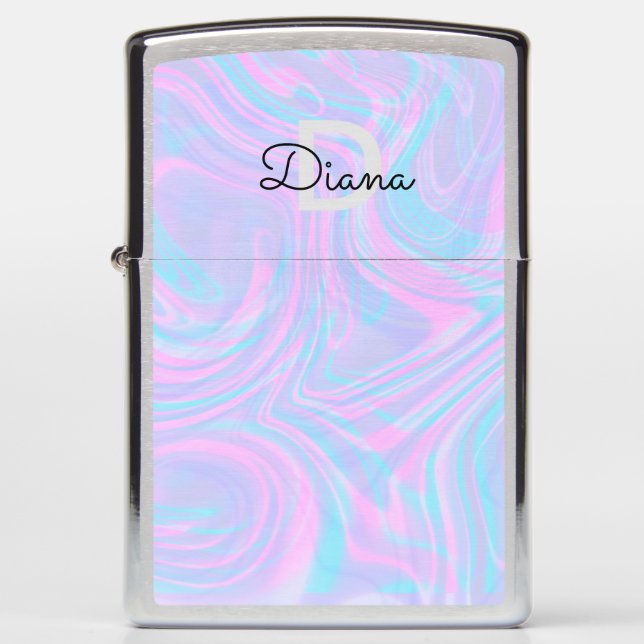 Pink Blue Holographic Abstract Zippo Lighter (Front)