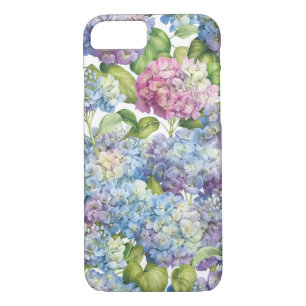 Pink Blue Hydrangea in Bloom Floral Pattern iPhone 8/7 Case