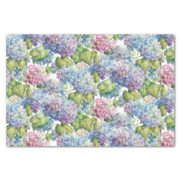 Pink Blue Hydrangea in Bloom Floral Pattern Tissue Paper