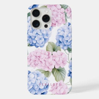 Pink Blue hydrangea personalized iPhone case  
