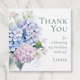 Pink Blue Hydrangeas 75th Birthday Party Thank You Favor Tags
