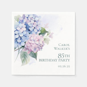 Pink Blue Hydrangeas 85th Birthday Party Napkins