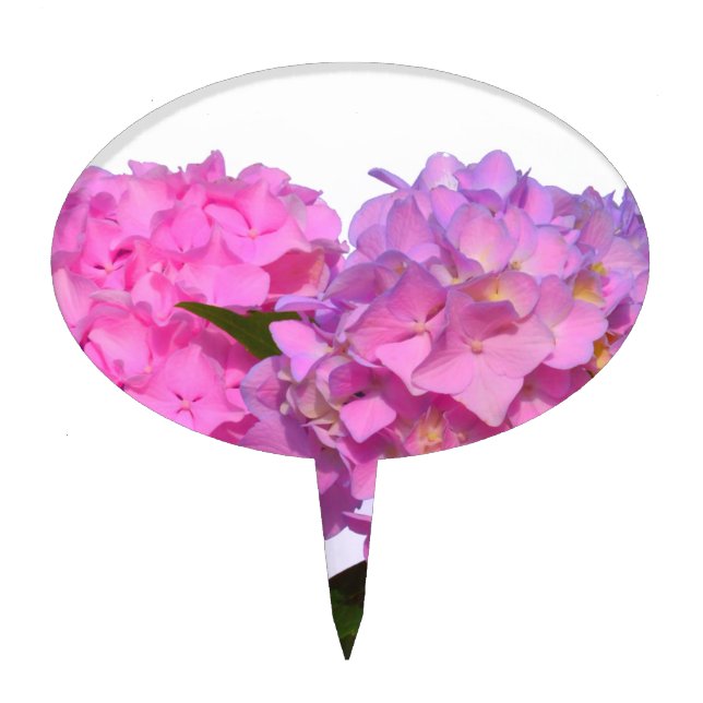Pink Blue Hydrangeas elegant pink purple flowers Cake Topper (Front)