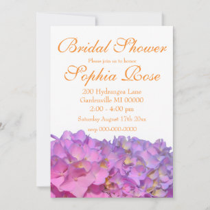 Pink Blue Hydrangeas elegant pink purple flowers Invitation