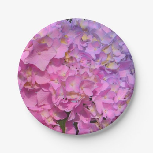 Pink Blue Hydrangeas elegant pink purple flowers Paper Plates