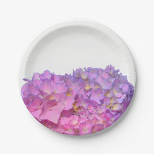 Pink Blue Hydrangeas elegant pink purple flowers Paper Plates