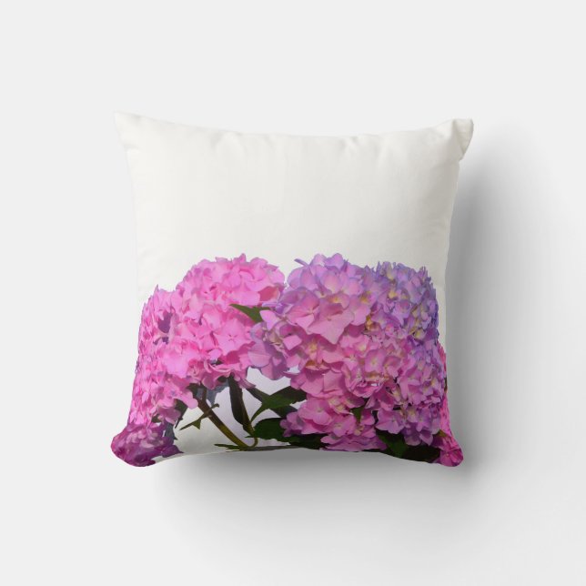 Pink Blue Hydrangeas elegant pink purple flowers Throw Pillow (Front)
