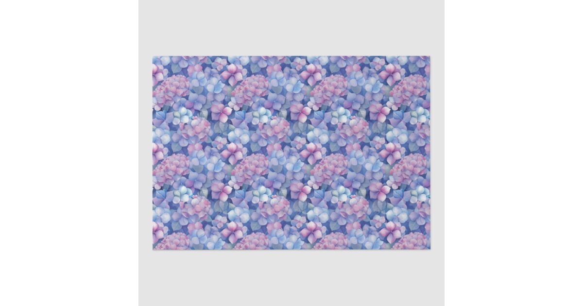 Pink Blue Hydrangeas Floral in Bloom Tissue Paper | Zazzle