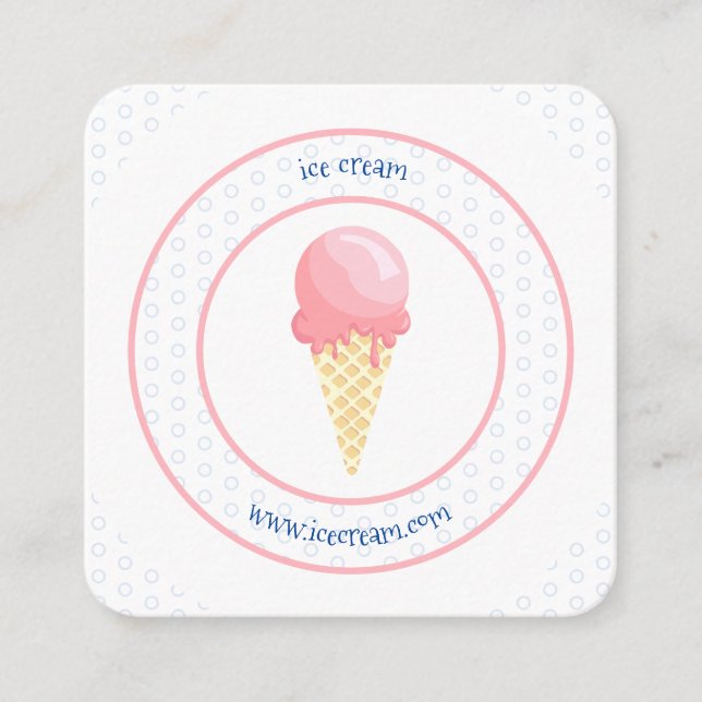 Pink blue ice cream cone business calling card (Front)