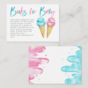 Pink Blue Ice Cream Gender Reveal Book Request Enclosure Card