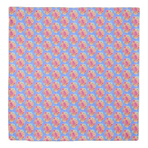 Pink Blue Island Tropical Sea Turtles Floral Duvet Cover