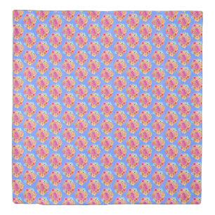 Pink Blue Island Tropical Sea Turtles Floral Duvet Cover