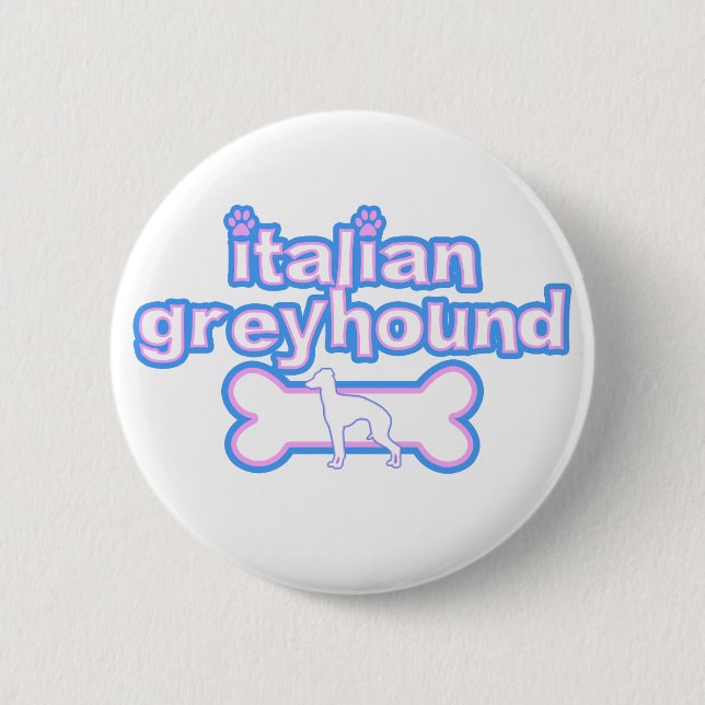 Pink & Blue Italian Greyhound Button (Front)