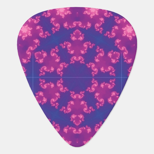 Pink & Blue Kaleidoscope Gradient Snowflake Guitar Pick (Front)