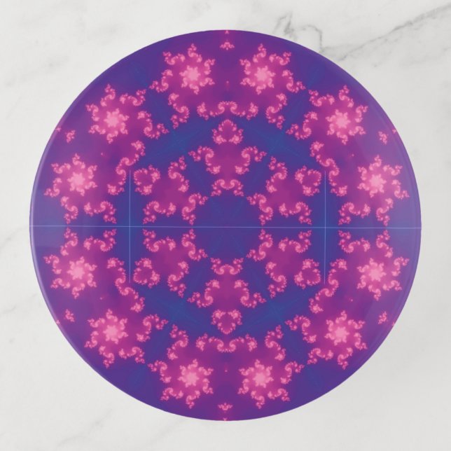 Pink & Blue Kaleidoscope Gradient Snowflake Trinket Tray (Front)
